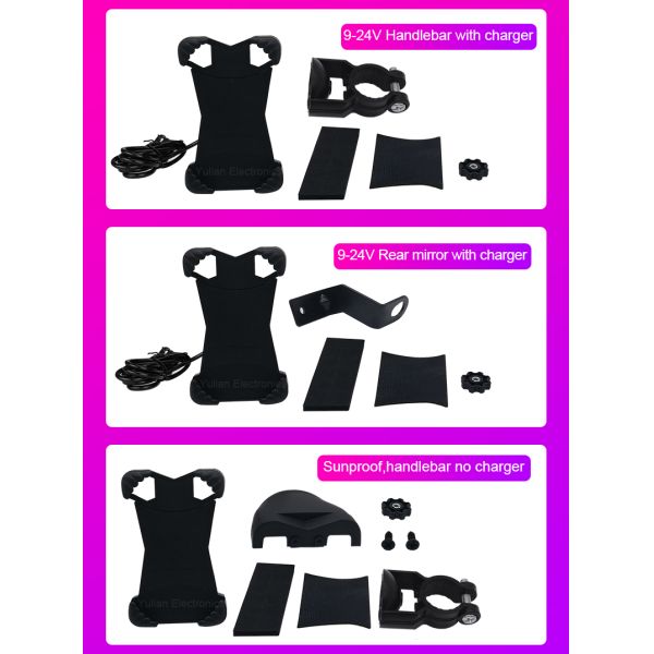Sunproof motorcycle bike e-bike phone charger holder
