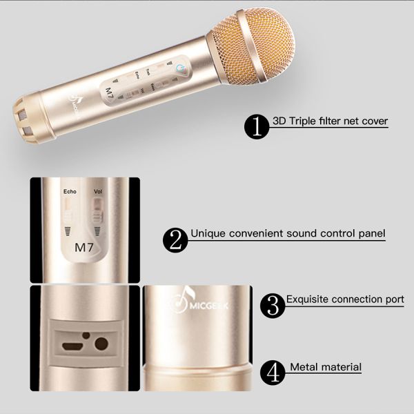 new arrival popular portable microphone M7 Karaoke speaker with bluetooth function