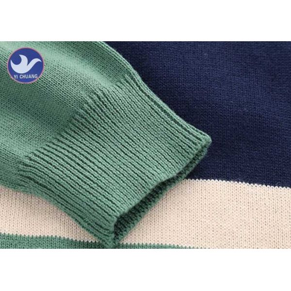 Bowknot Stripe Toddler Boy Cable Knit Sweater , Boys Cotton Jumpers Long Sleeves