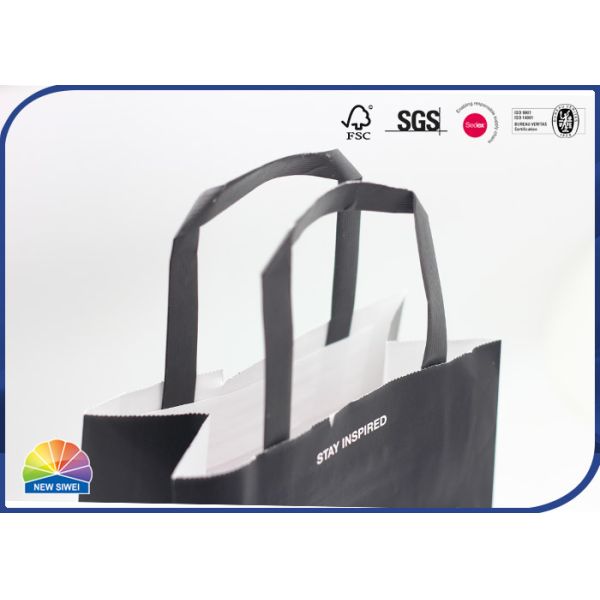 200gsm Customized 4C Print Kraft Paper Shopping Bags Gloss Varnishing With Handle