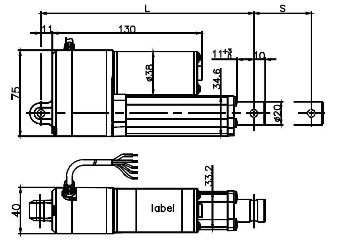 12 Volt Electric High Speed Linear Actuator With 2 Inch Stroke Length 1200N (265lbs) Force