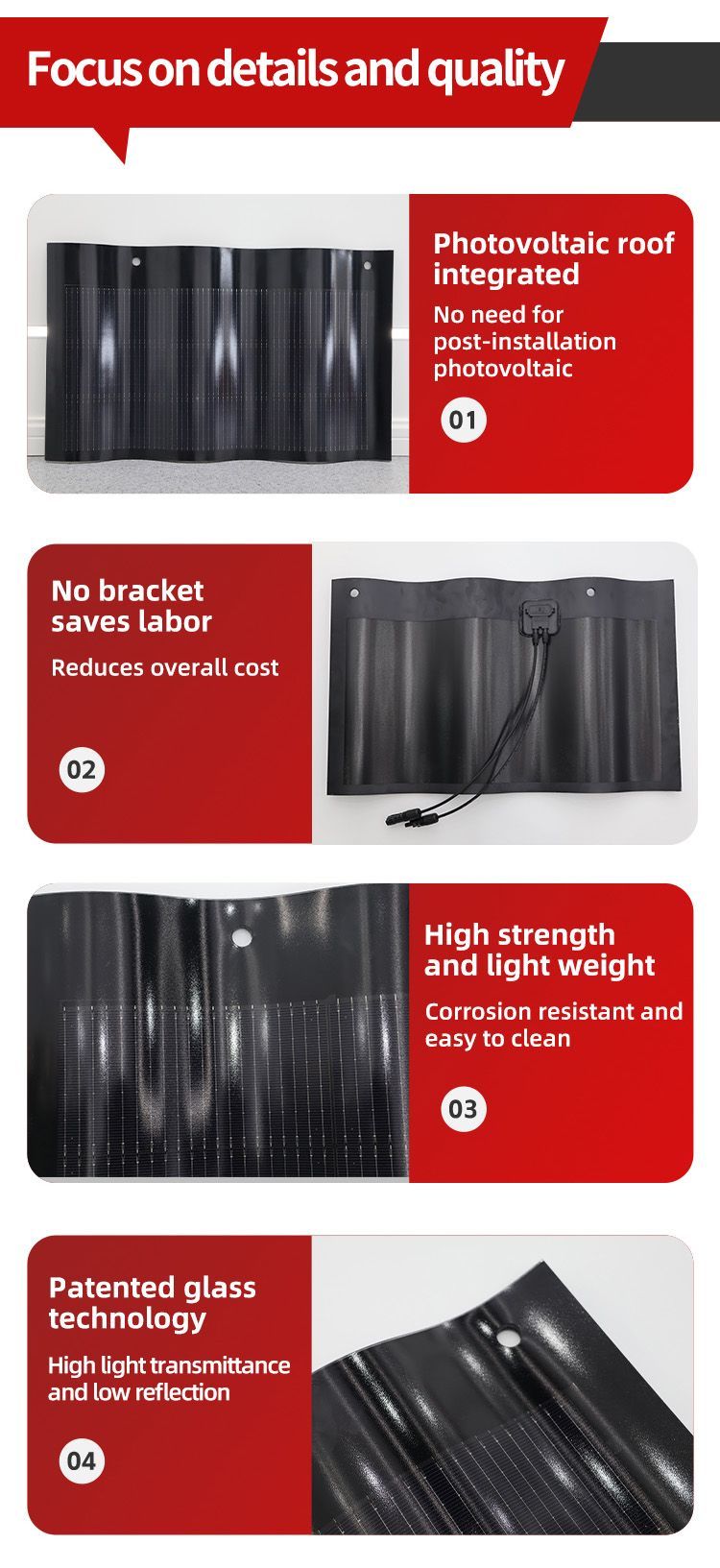 Hot Sale Hanergy M50 Home Glass Black Tile Solar Panel 50W Solar Energy Solar Roof Tiles Photovoltaic