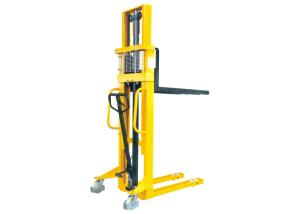 China Strong Mast Manual Pallet Stacker C Type Steel Yellow Color Comfortable Operation on sale