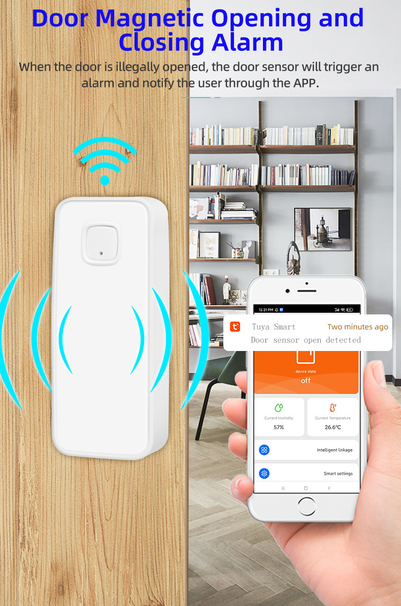 Tuya Smart Wireless Door Window Sensor Home Alarm System Temperature Humidity Detection