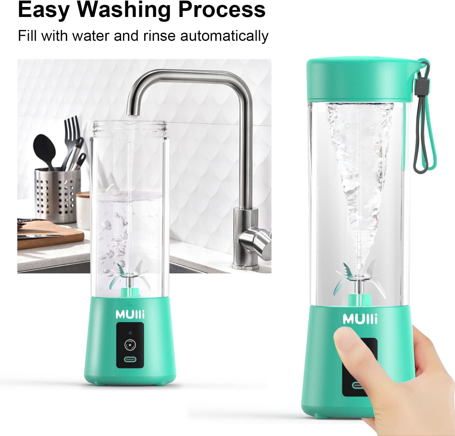 Portable and Safe Mulli Blender with Six Blades for Grinding Blending and More Braising Cups