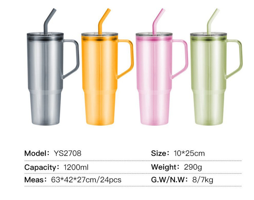 Customizable 40oz Single-layer Handle Cup Large-capacity Straw Cup Portable Plastic Tumbler For Outdoor And Travel