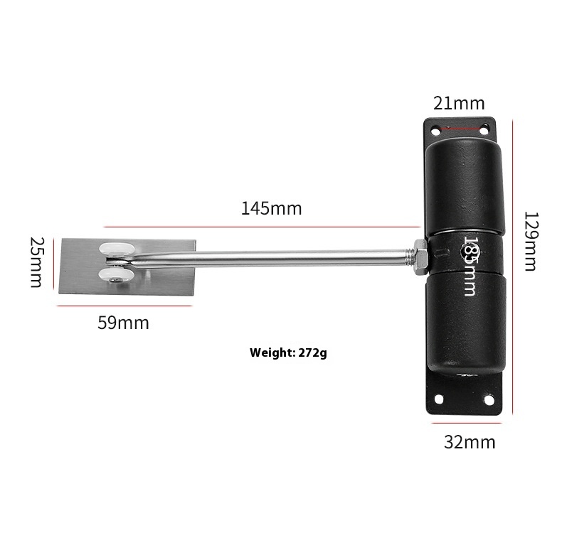 Modern Aluminum Alloy Door Closer with Adjustable Buffer Pulley Automatic Closing Light Spring for Hotels Small Steel Design