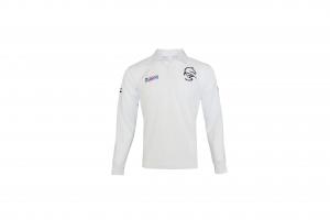 China 180GSM Lapel Collar Men White Long Sleeve T Shirt With Buttons And Embroidery wholesale