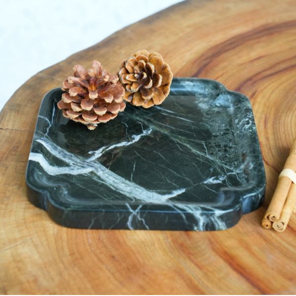 Italy Green Marble Plates Natural Hardness Versatile Aesthetic