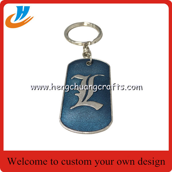 K004 Dog tag metal keychain keyring soft enamel technology with custom design