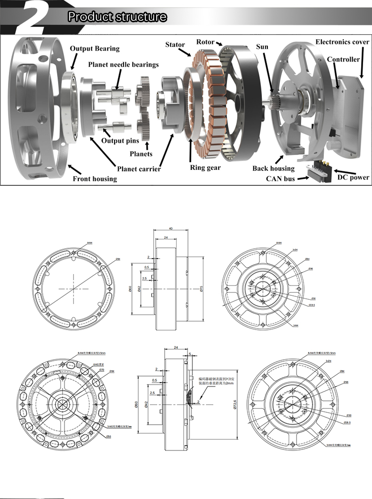 Faradyi Custom Low Speed High Torque Precise Brushless Bldc Drive Gear Robot Motor wWth Encoder