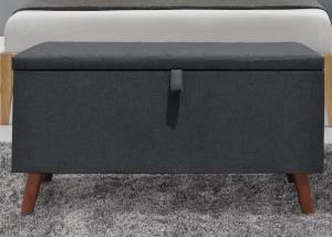 Dark Grey Fabric Storage Ottoman Hidden Foldable Storage Stool