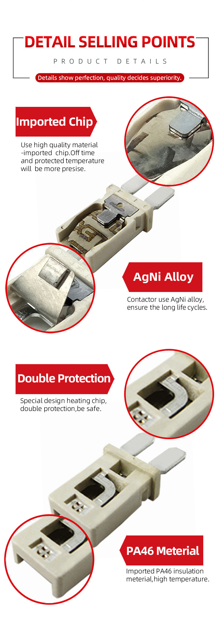 HC02 High Precision Motor Overload Protector 1-30A 60-180°C Thermal Cutoff Switch RoHS/UL Certified for HVAC Blower Motor