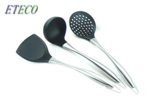 China Stainless Steel Handle Silicone Cooking Utensils , Restaurant Kitchen Utensils on sale
