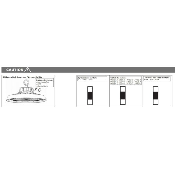 LED Highbay Light Featuring DIP Switchable Settings for Power and Color Temperature with Multiple Beam Angle Options for Industrial