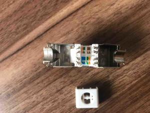 China Metallic Color Rj45 Shielded Jack , Metal STP Cat6a Shielded Keystone Jack wholesale