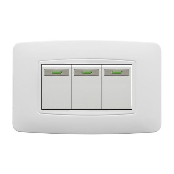 Quality White 3 Gang Two Way Light Switch , Single Pole 3 Gang Intermediate Switch for sale