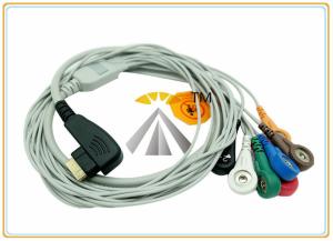 DMS 300 3A 5 / 7 Leads Holter Ecg Lead Wires Snap AHA IEC TPU Material 19 Pin Connector