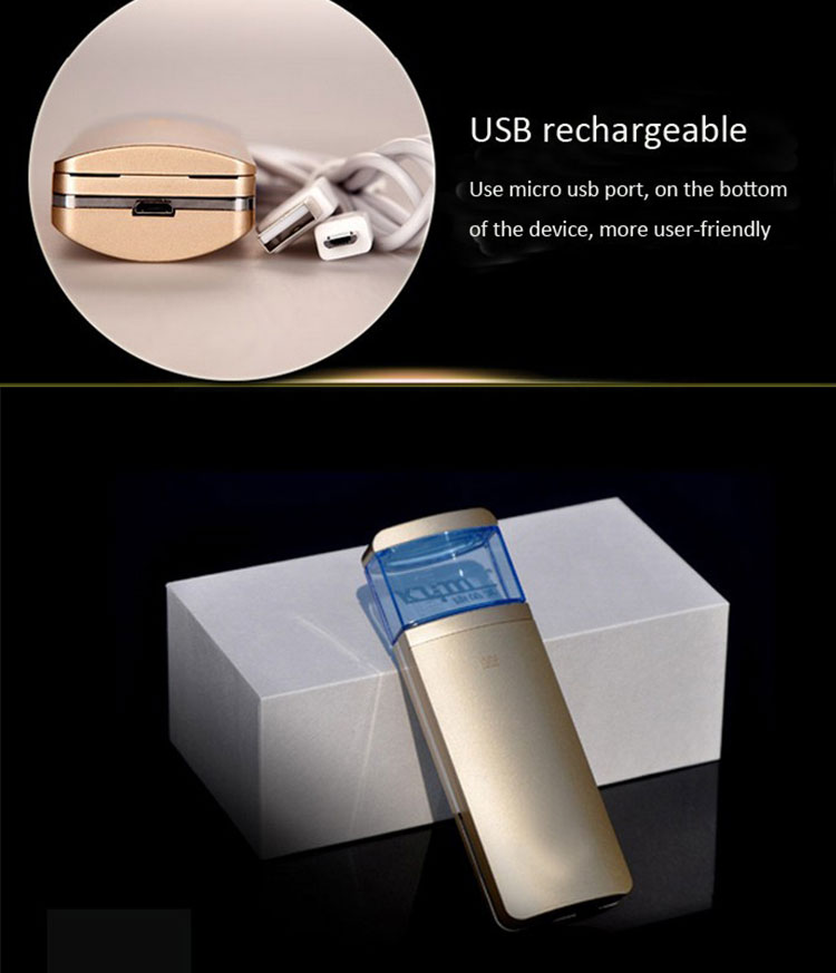 USB Rechargeable Nano Facial Mister , Textured Sliding Mini Handy Mist Sprayer
