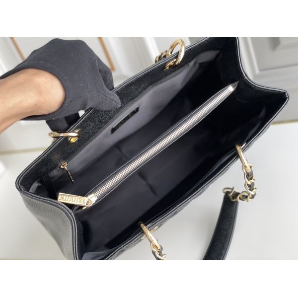 Large Chanel Lychee Leather Caviar Grand Shopping Tote GST Bag