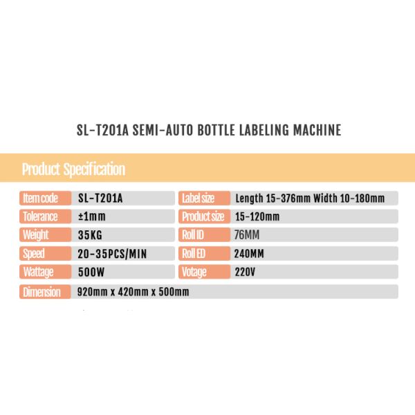 Semi-Automatic Adhesive Labeling Machine for 920x450x520mm Beverage PET Round Bottles