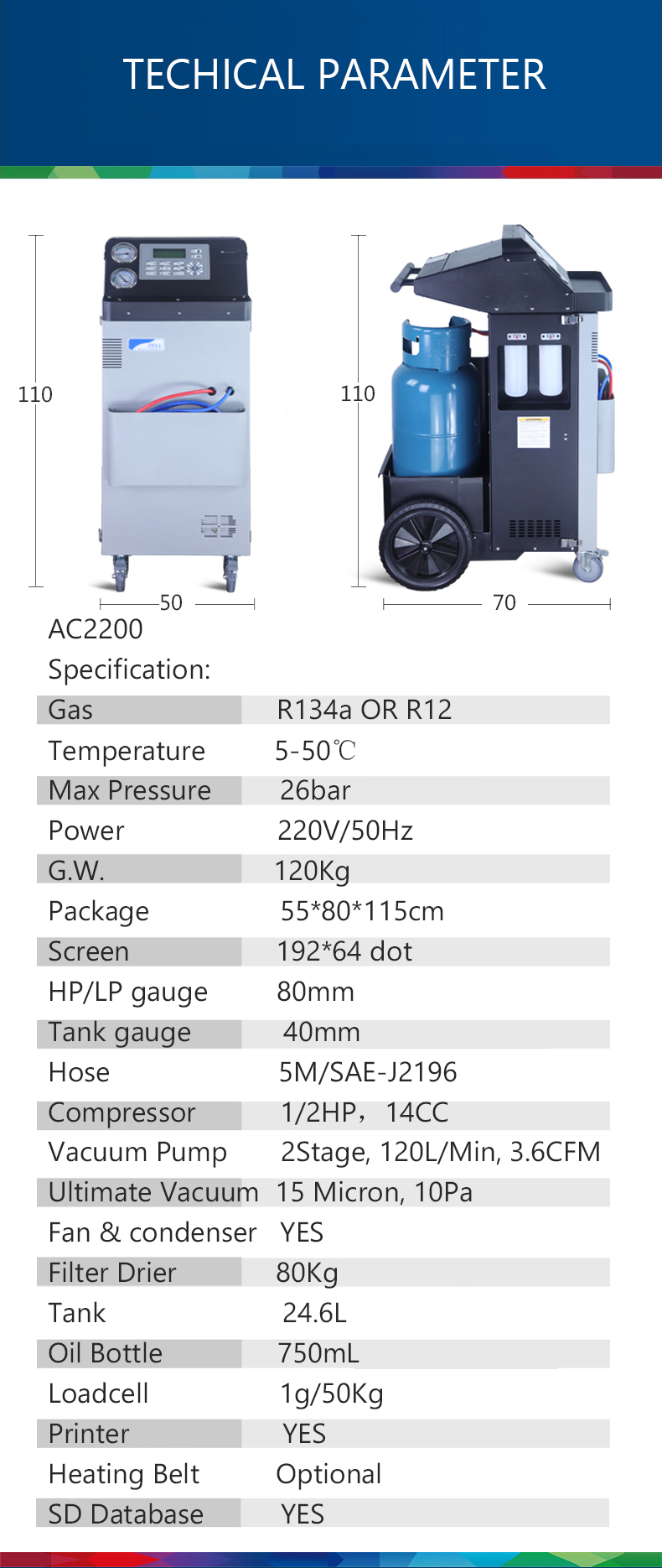 Car A/C Recovery Air Con Regas Machine Aircon Work Station 10Pa For Heavy Vehicle