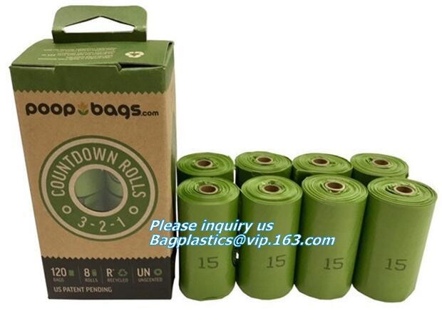 Disposable PE dog poop bag with printing, Pet Compostable disposable biodegradable plastic garbage bag