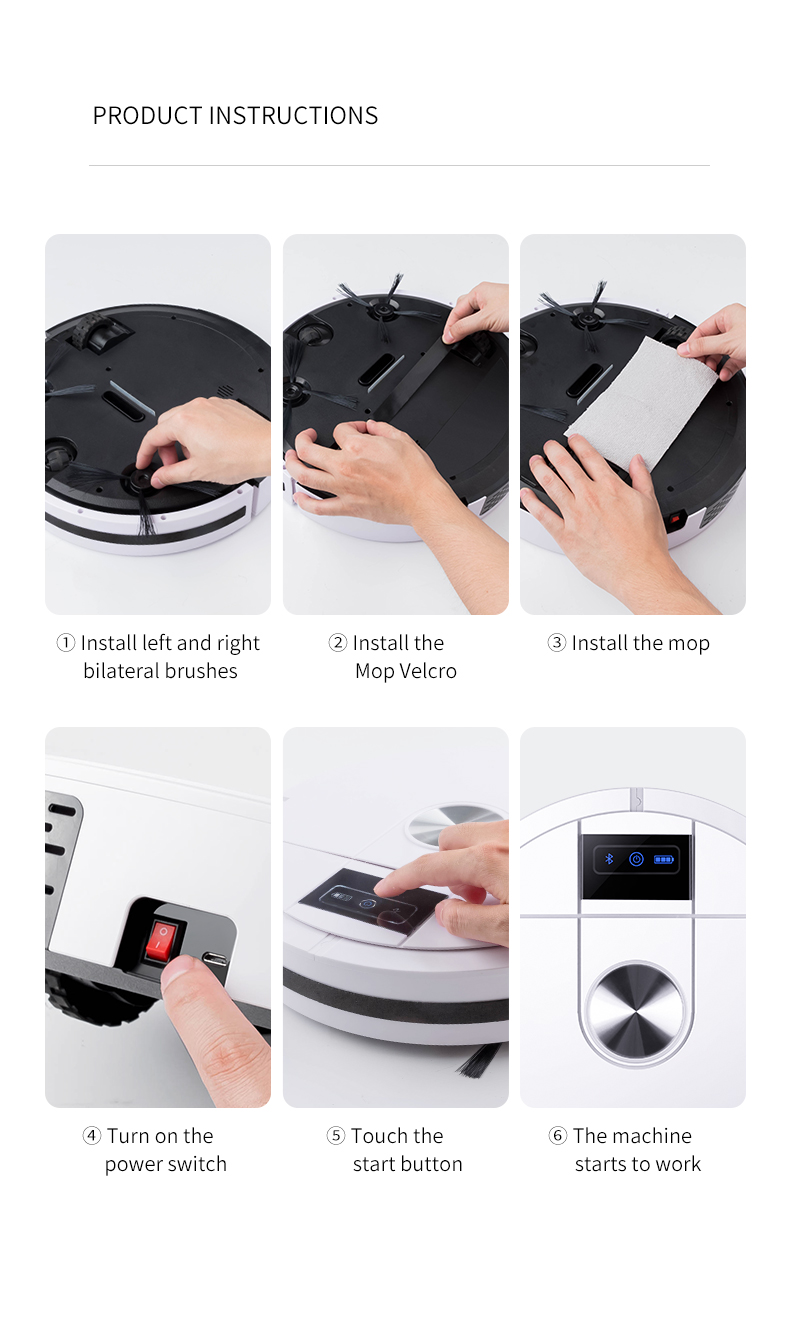 2000Pa-2499Pa 3 In 1 Automatic Sweeping Robot Brushless Motor