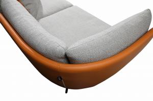 China Upholstered Half Leather Sofa Grey Modular Curved Couch Custom wholesale