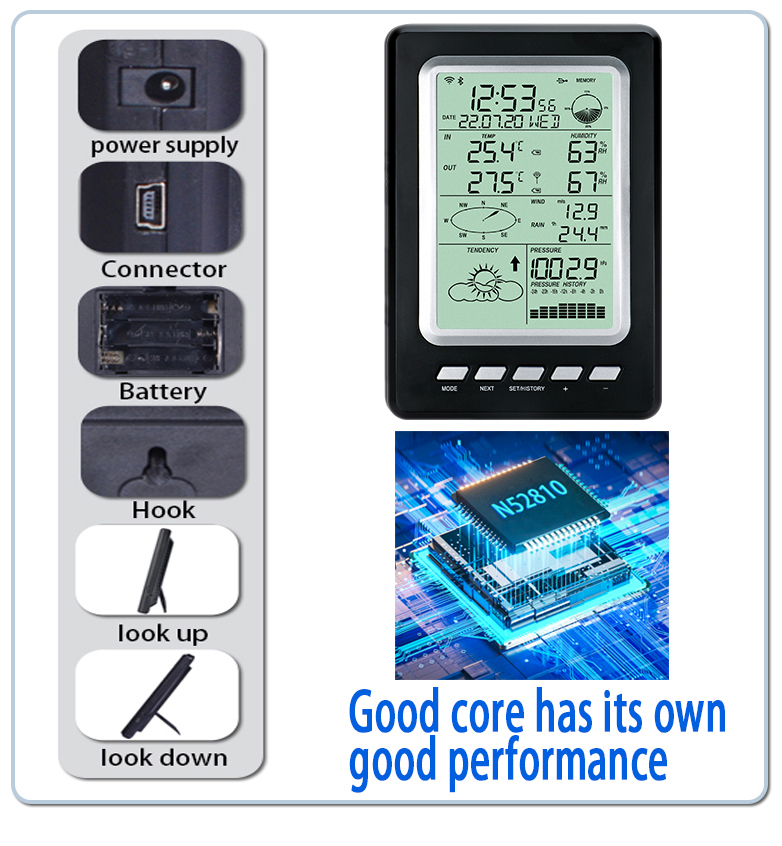 Solar Powered Weather Station With Wireless WIFI And LCD Display Size 189*125*27mm