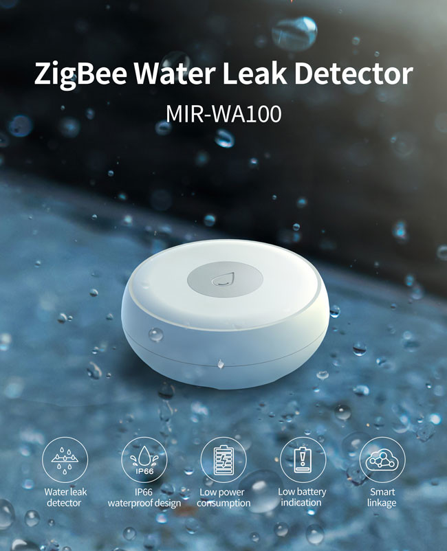 IP65 Waterpoof Tuya zigbee water leak sensor CR2032 Battery Powered