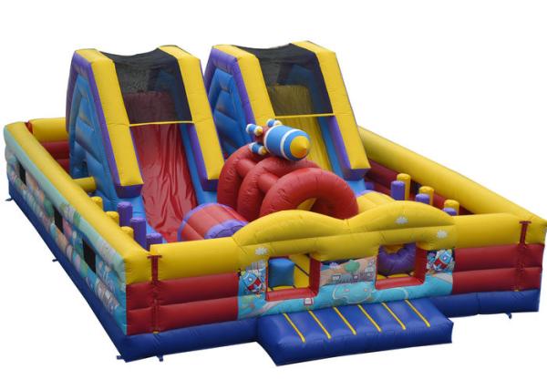 Small Rocket Inflatable Fun Obstacle Course , Entertainment Obstacle Course
