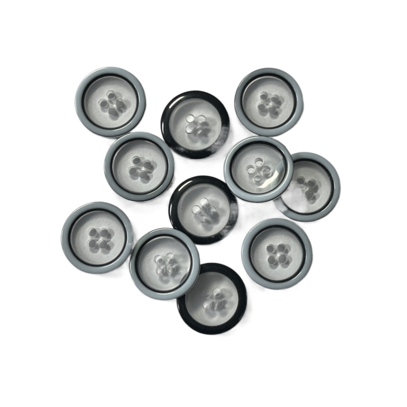Three Layers Plastic Shirt Buttons Blue Rim With Transparent Desgin In Central 26L For Sewing