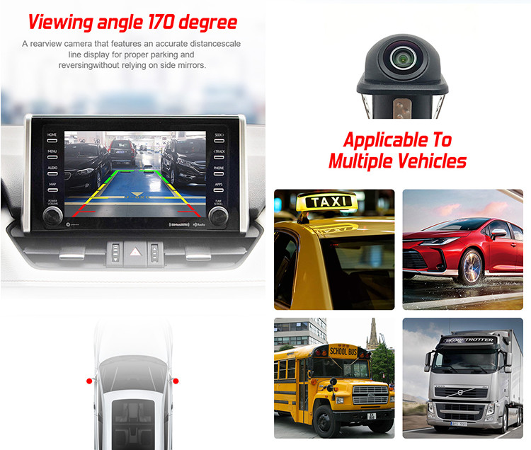 Universal AHD Car Rear View Camera With Waterproof IP67 Support Dynamic Parking Line
