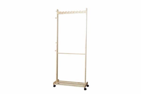 Quality Bedroom Movable Rolling Coat Hanger Stand Rack With 4 Caster Wheels Soild Wood for sale