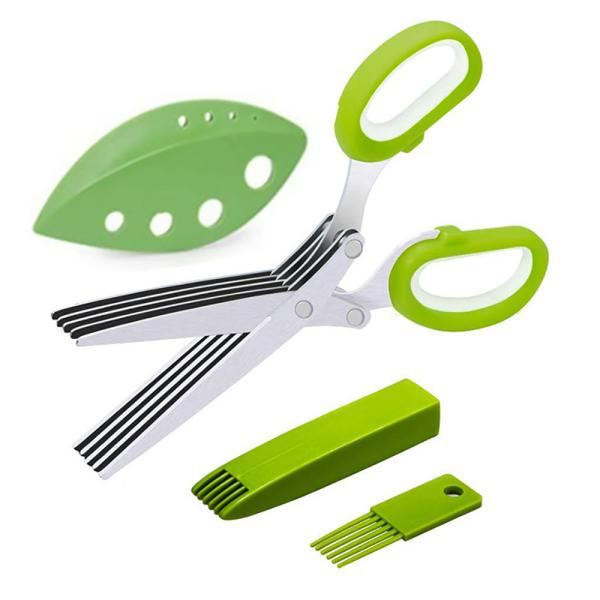 Quality Multipurpose Kitchen Chopping Scissors 5 Blade Herb Scissors Set With Cover for sale
