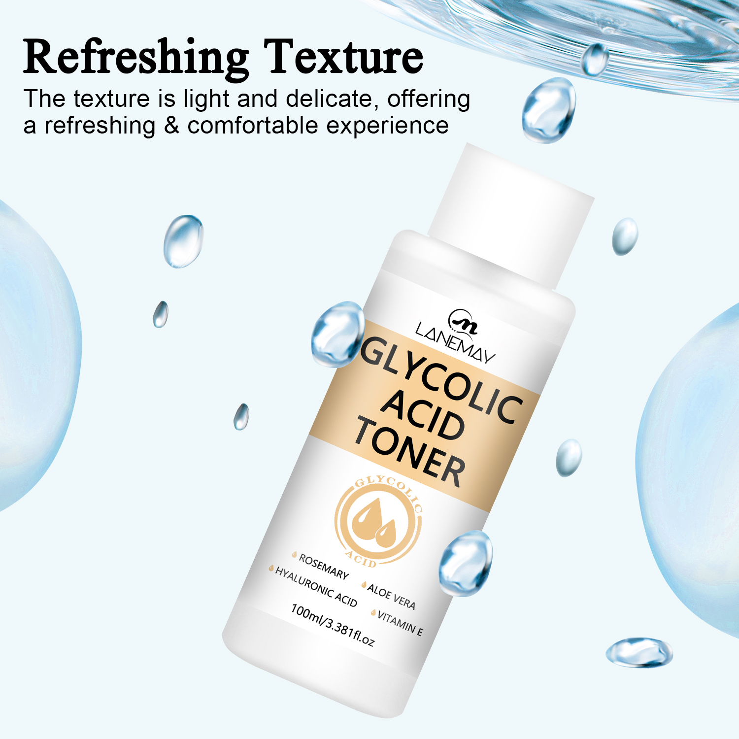 Private Label Beauty Products Face Care Refreshing Texture Hyaluronic Acid Lightening Anti-aging Glycolic Acid Toner for Face