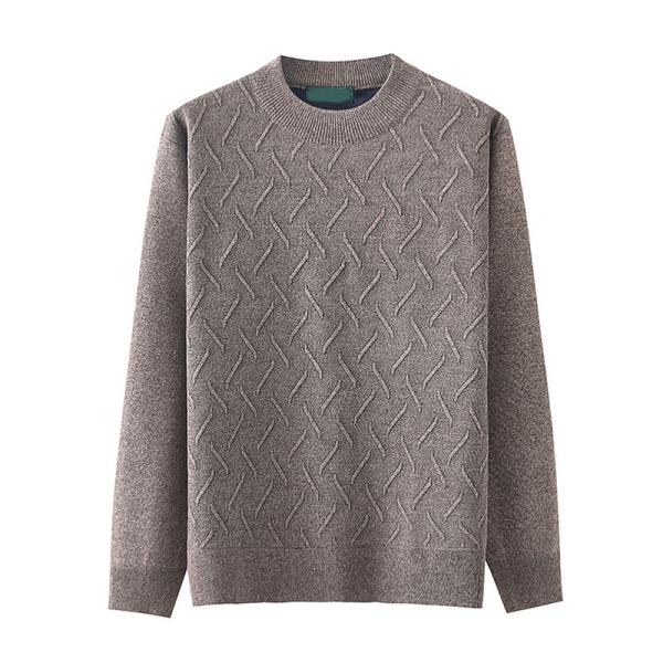 Quality Winter Thick Middle Aged Fleece Lined Sweater 12GG Simple Long Sleeve Knits for sale