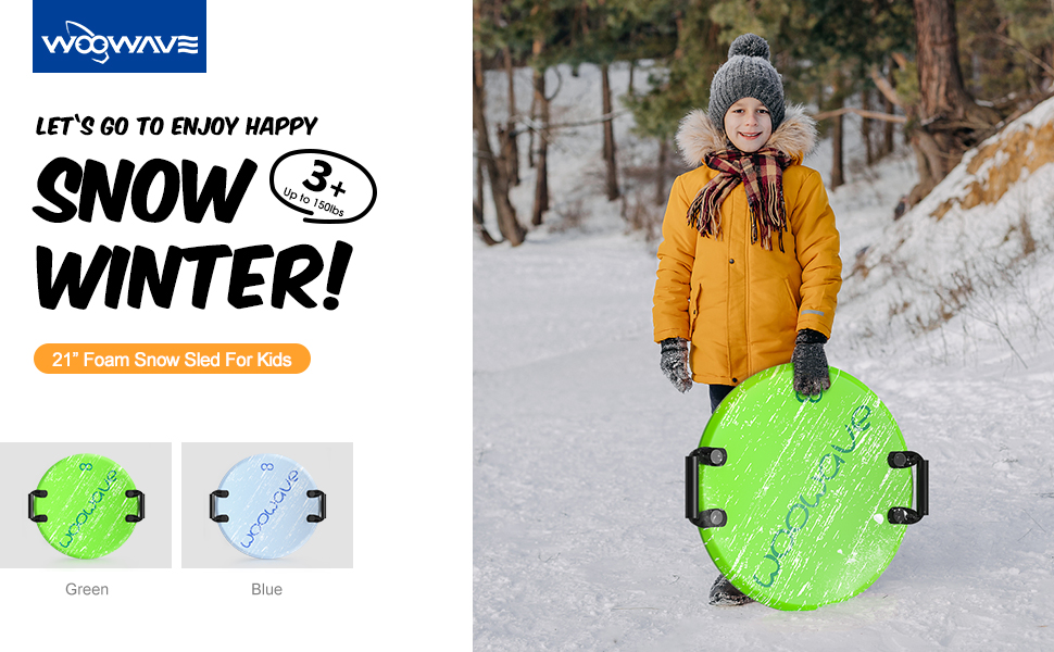 Teenagers' Round Skiing Snow Sleds with Handle Durable XPE Foam Construction