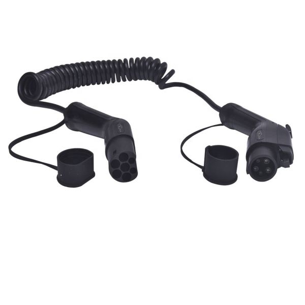 16A 32A Type 1 To Type 2 EV Cable TPU Spiral EV Charging Cable