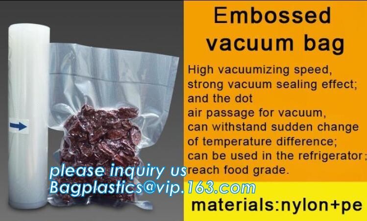 Embossing Resealable Vacuum Food Bags For Household Eco- friendly Texture Vacuum Food Storage Plastic Bag Rolls Moisture