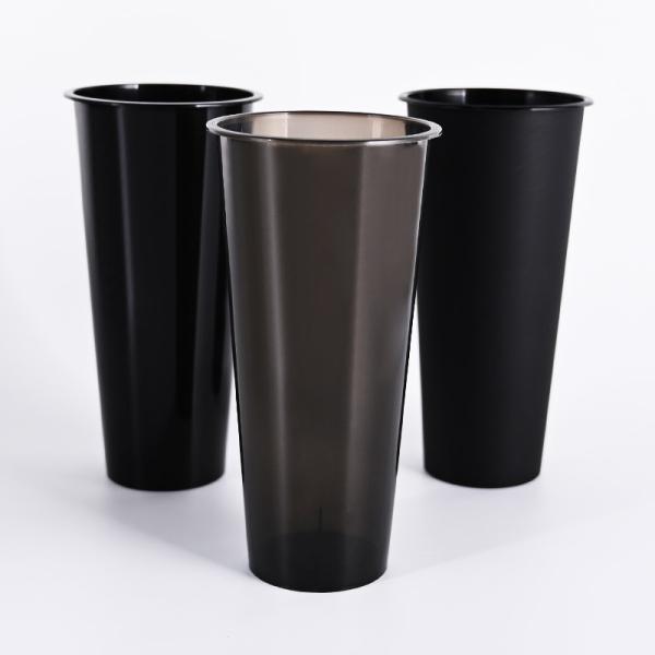 Quality 12oz 16oz PP Plastic Cups Custom Design Eco Friendly Black PP Plastic Drink Cups for sale