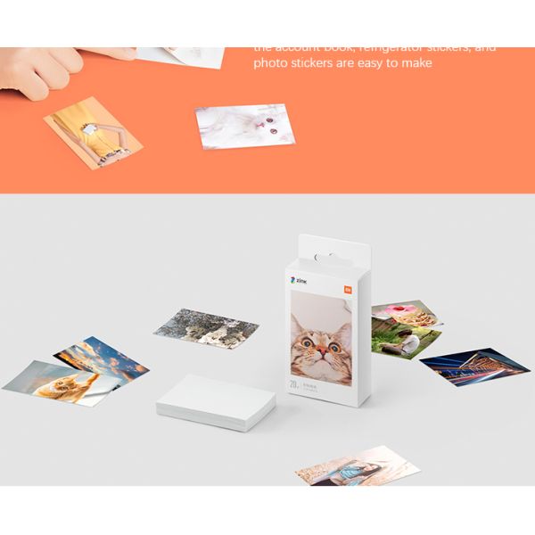 Original Xiaomi Zink Pocket Printer Self-adhesive Photo Print Paper 20 Sheets for Xiaomi Mini Pocket Photo Printer