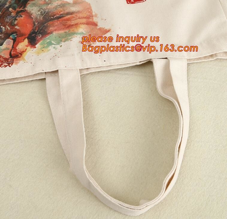 Custom silk screen printed Cotton material handle style blank natural cotton canvas bag without logo bagplastics bagease