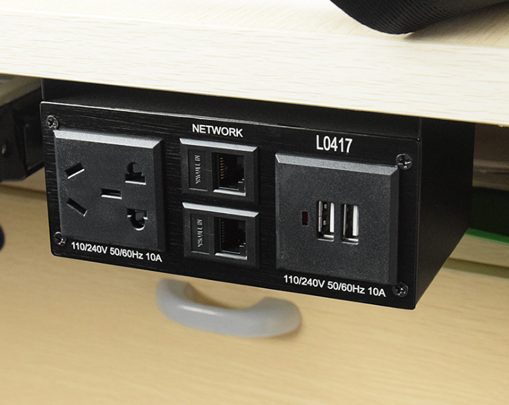 Black Under Table Power Strip Hoisting Multimedia Socket Conference Microphone Socket