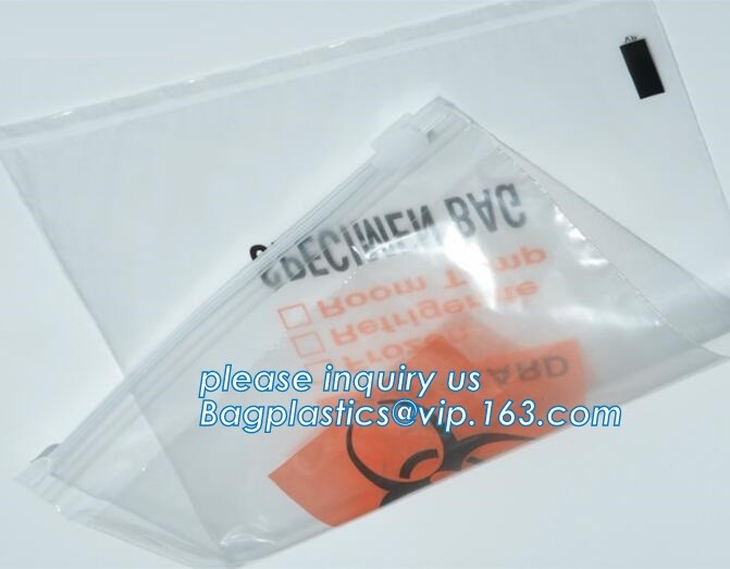 biohazard specimen Zip lockk bag with pocket, recycled custom printed ldpe 3 layers specimen bag Zip lockk bag, pac, pacrite