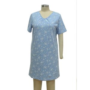Print Single Jersey Ladies Night Dresses Sleepwear Summer Cotton Nightgowns