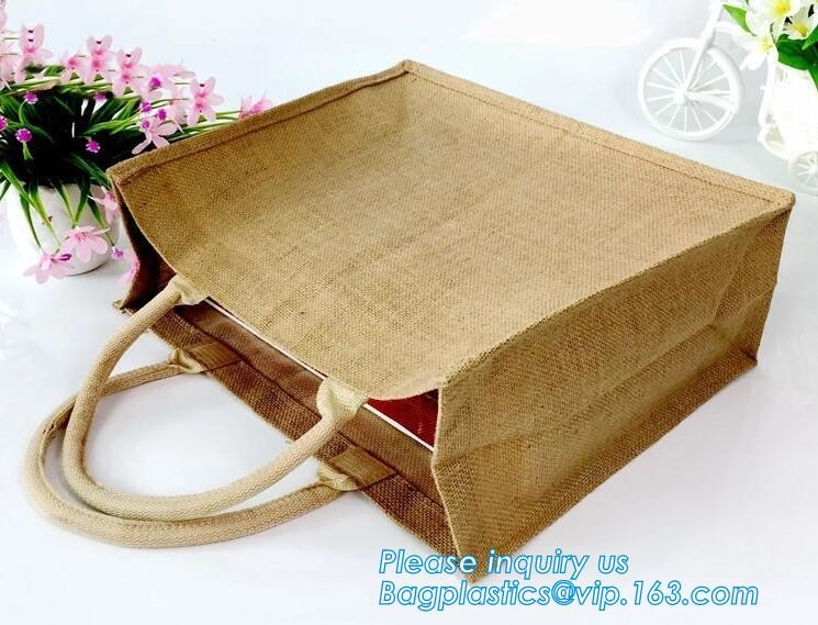 JUTE STORAGE BASKET WITH COTTON ROPE HANDLES,Burlap fabric jute toy storage basket for home storage organization bagease