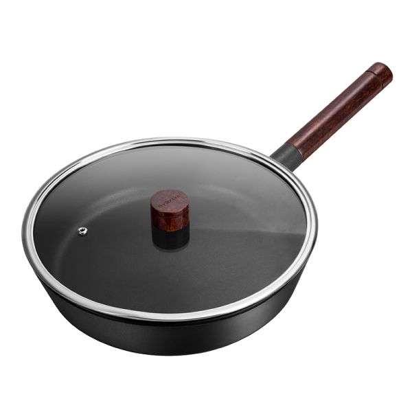Non Stick Stir Frying Pan Wok Pressure Casting Corrosion Resistant With 20cm Handle