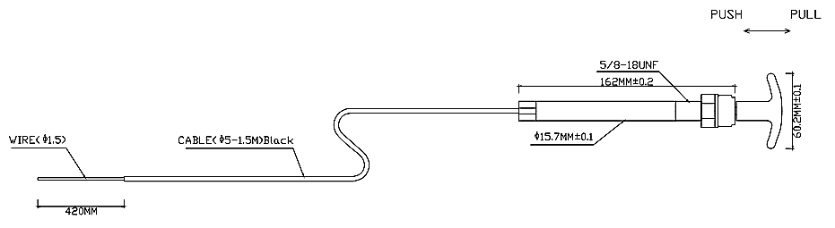 Simple Control Cable Assembly Threaded Mount With Twist Lock Control Heads